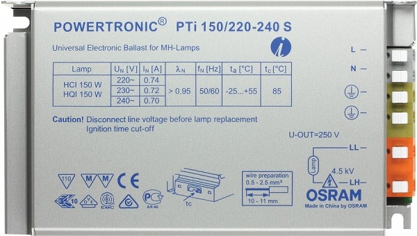 OSRAM - PTi 150/220-240 S - Electronic Ballast in Metal (discontinued)